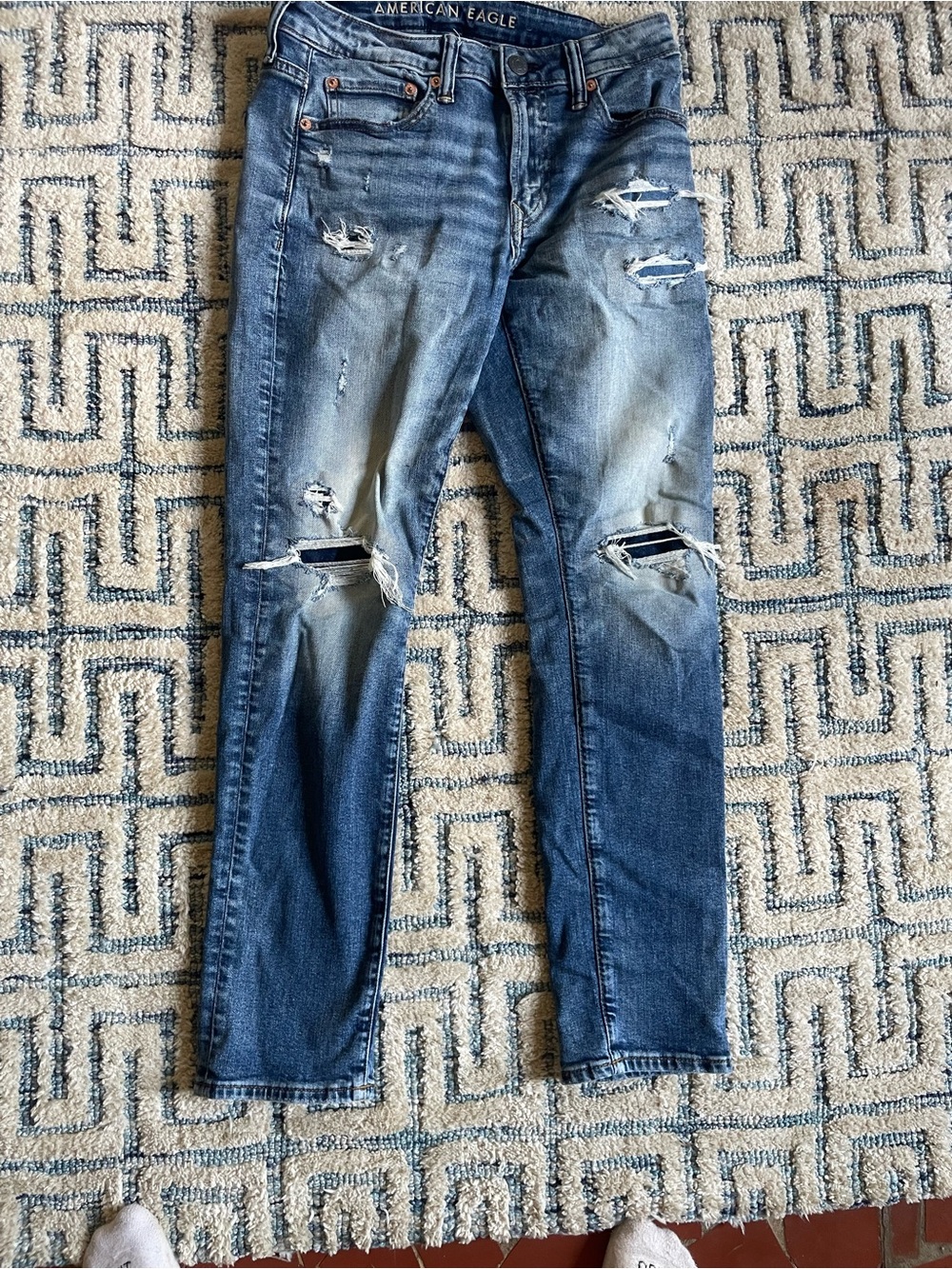 American Eagle Outfitters Distressed Light Blue Skinny Jeans